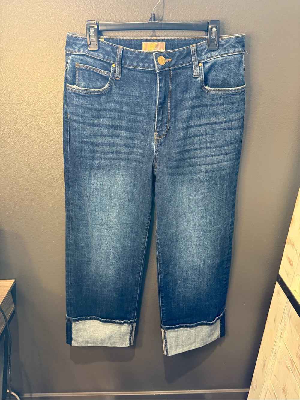 Kut from the Kloth Dark Blue Cropped Cuffed Jeans